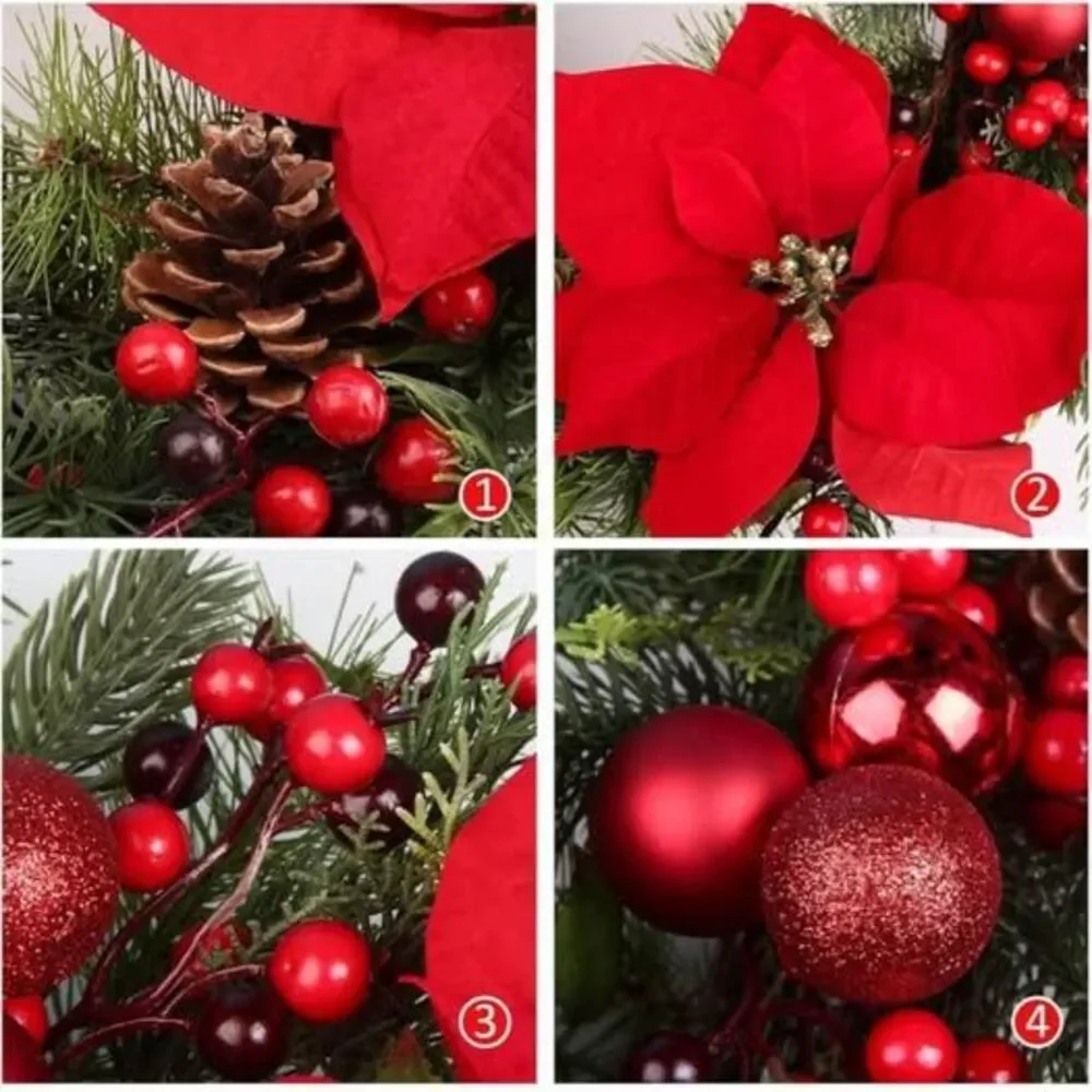 Chrisxiao Christmas Wreath, Front Door Artificial Christmas Wreath Decorated wit